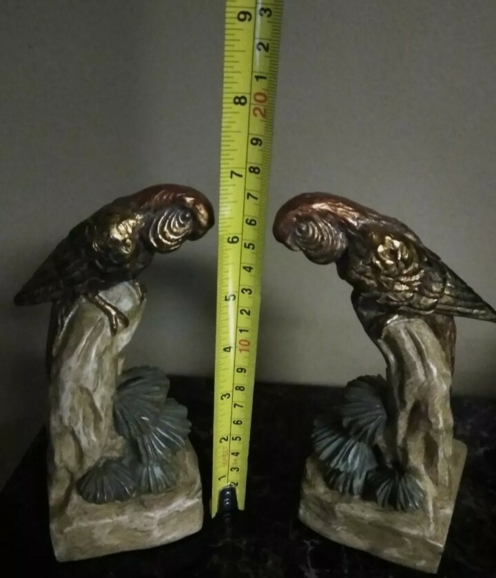 Vintage Parrot Parakeet Pair Bookends