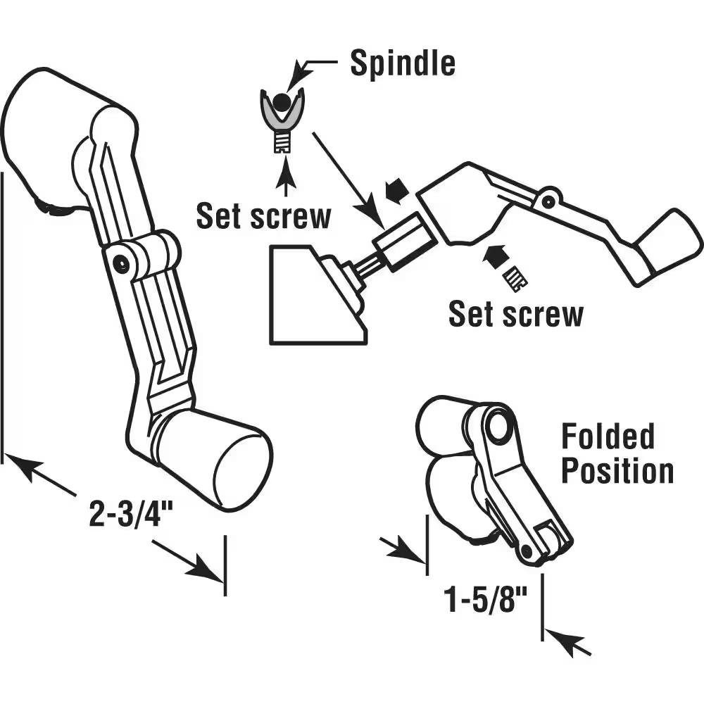Universal Diecast White Folding Crank Handle for Casement Windows