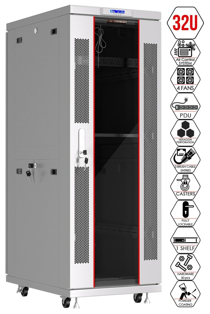 32U Server Rack IT Cabinet Data Network Rack Enclosure - 35-Inch Deep Rack Stand