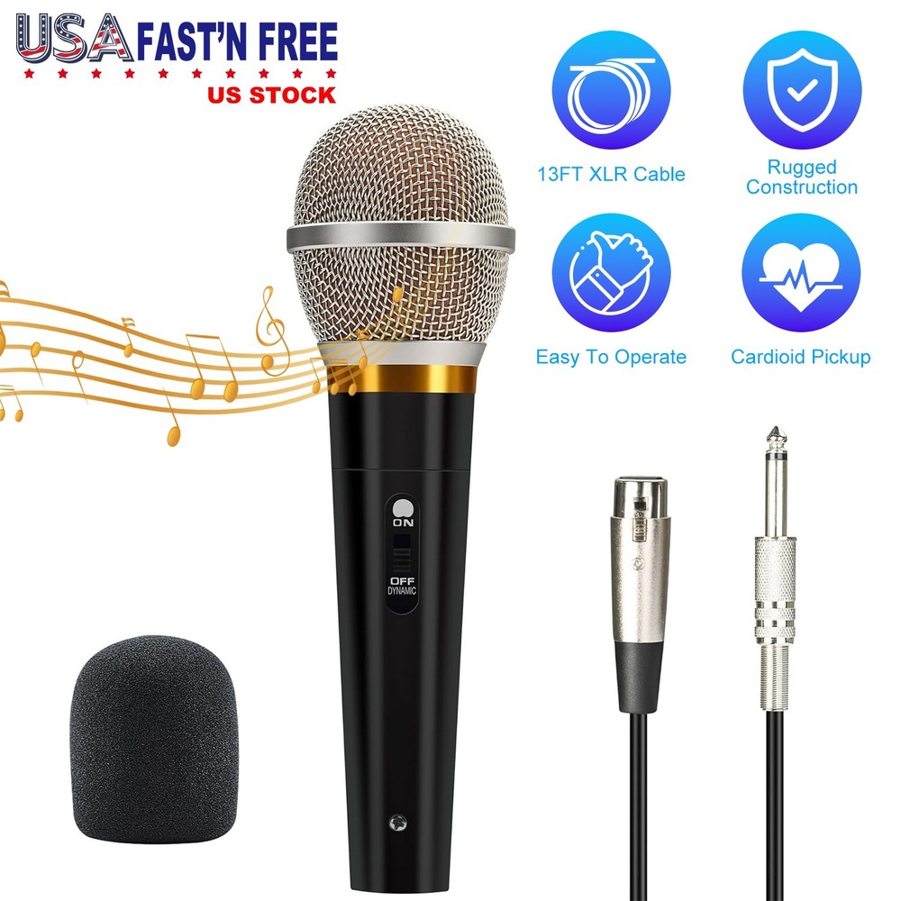 Dynamic Handheld XLR Microphone Unidirectional Mic for Karaoke Machine Speaker