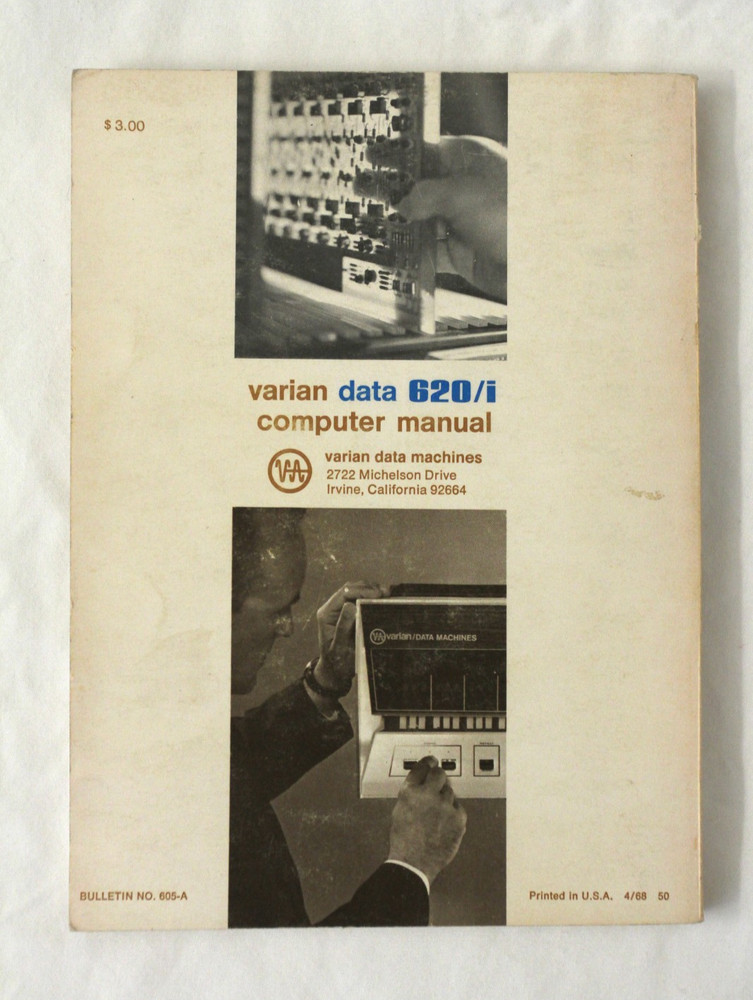 Varian Data Machines 620/i Computer Manual (1968, PB)