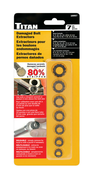 Titan 16057 7 Piece Damaged Bolt Extractor Set