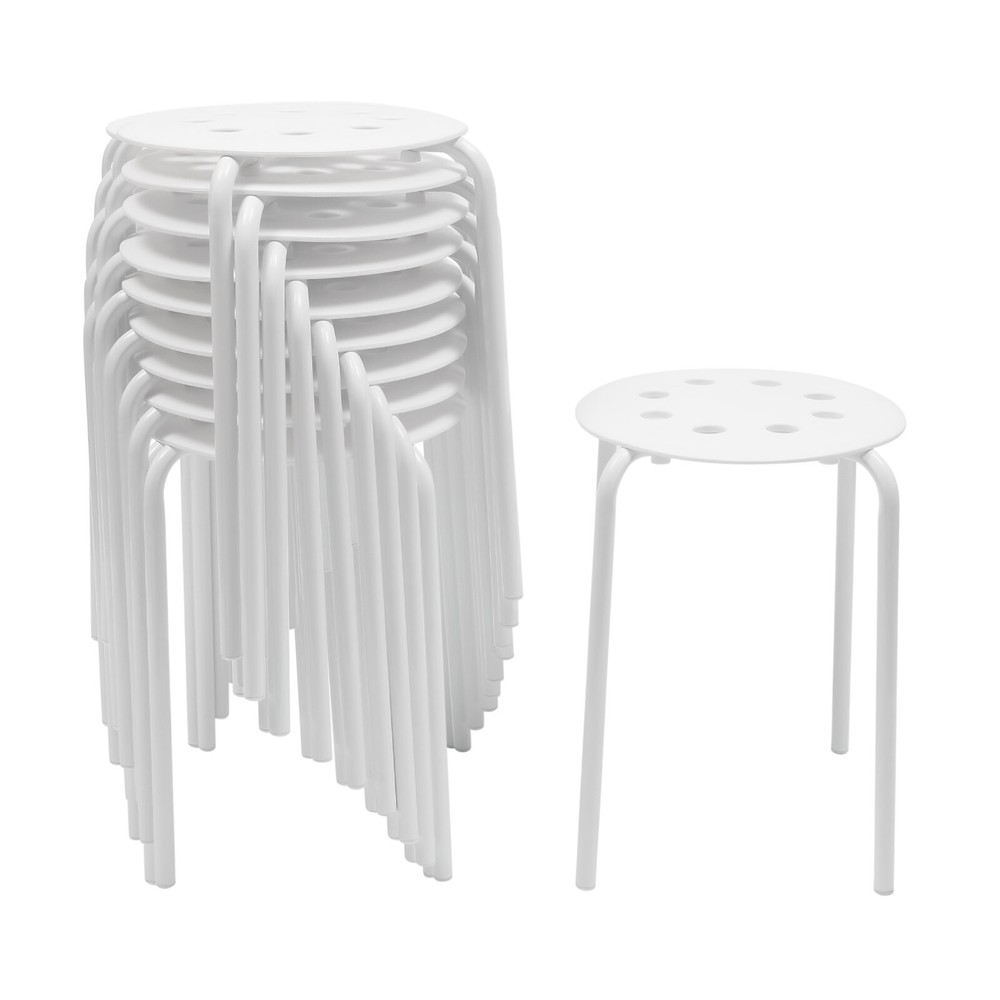 Stack Stools White Chairs for Classroom Students Seats 17.7in Office Home 10PCS