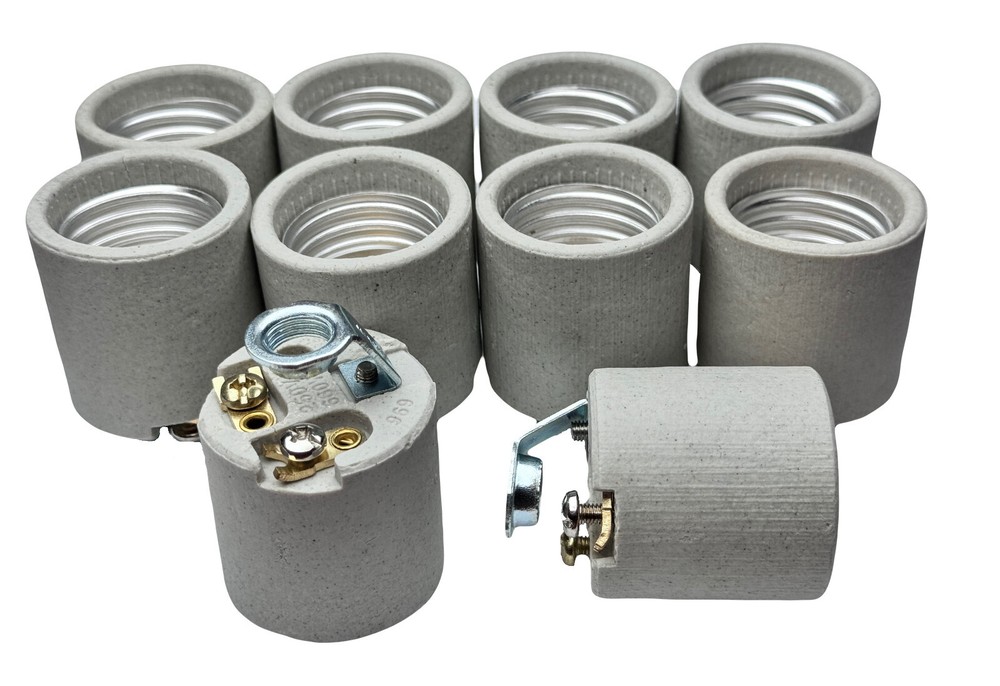 10 Pack - Eaton Medium Base E26 E27 Porcelain Light Socket Lamp Holders 1/8" IPS