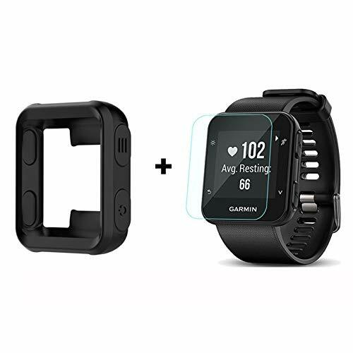 for Garmin Forerunner 35 Case, Lamshaw Silicone Case with Screen Protector 2Pack