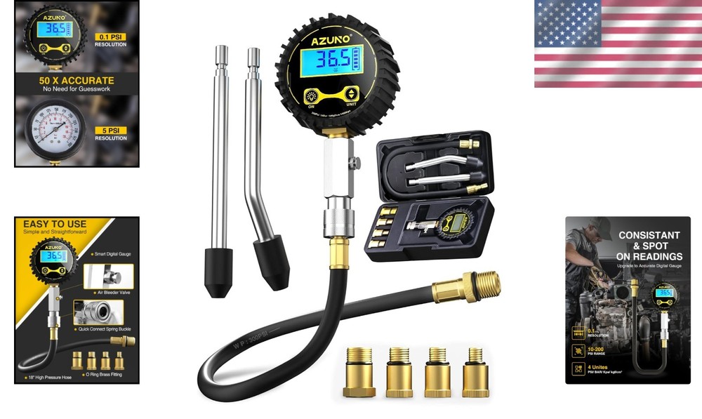 Digital Compression Gauge Kit for Petrol Engines - 200 PSI-