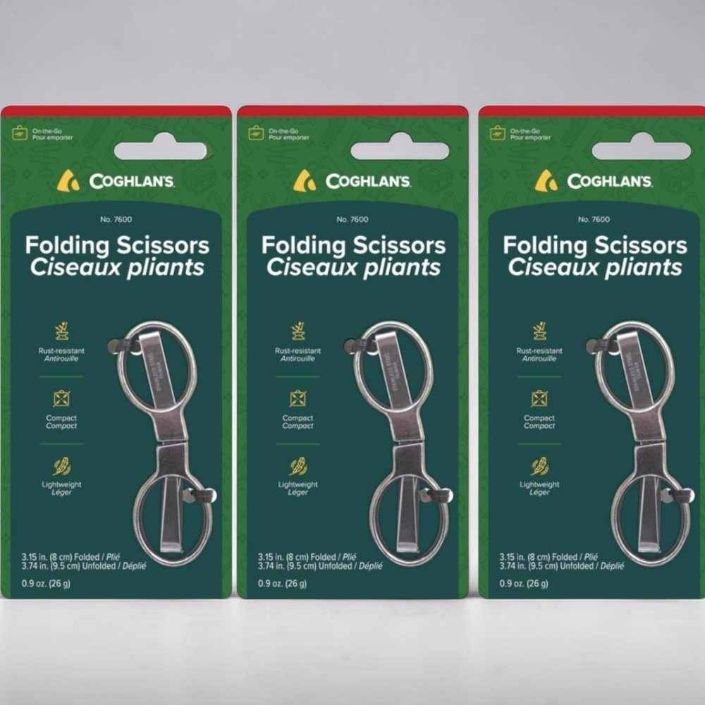 3 Pack Coghlan's Folding Scissors.  #7600  NEW Stainless steel