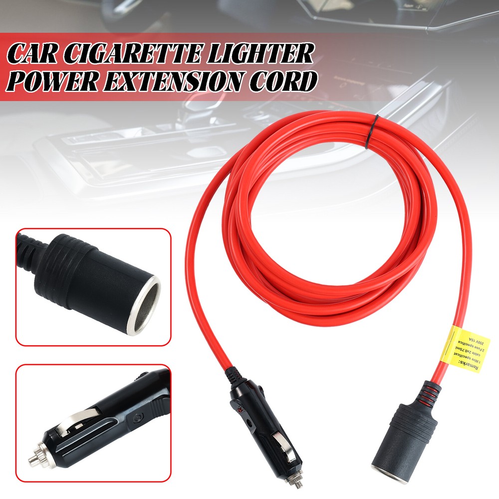 Cigarette Lighter Extension Cord Cable DC Power Heavy Duty Socket Plug 12ft 12V