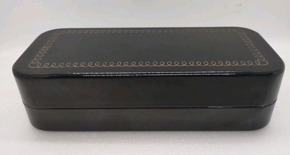 Vintage Black Metal Hinged Accessory Box Storage Unbranded Sewing EMPTY