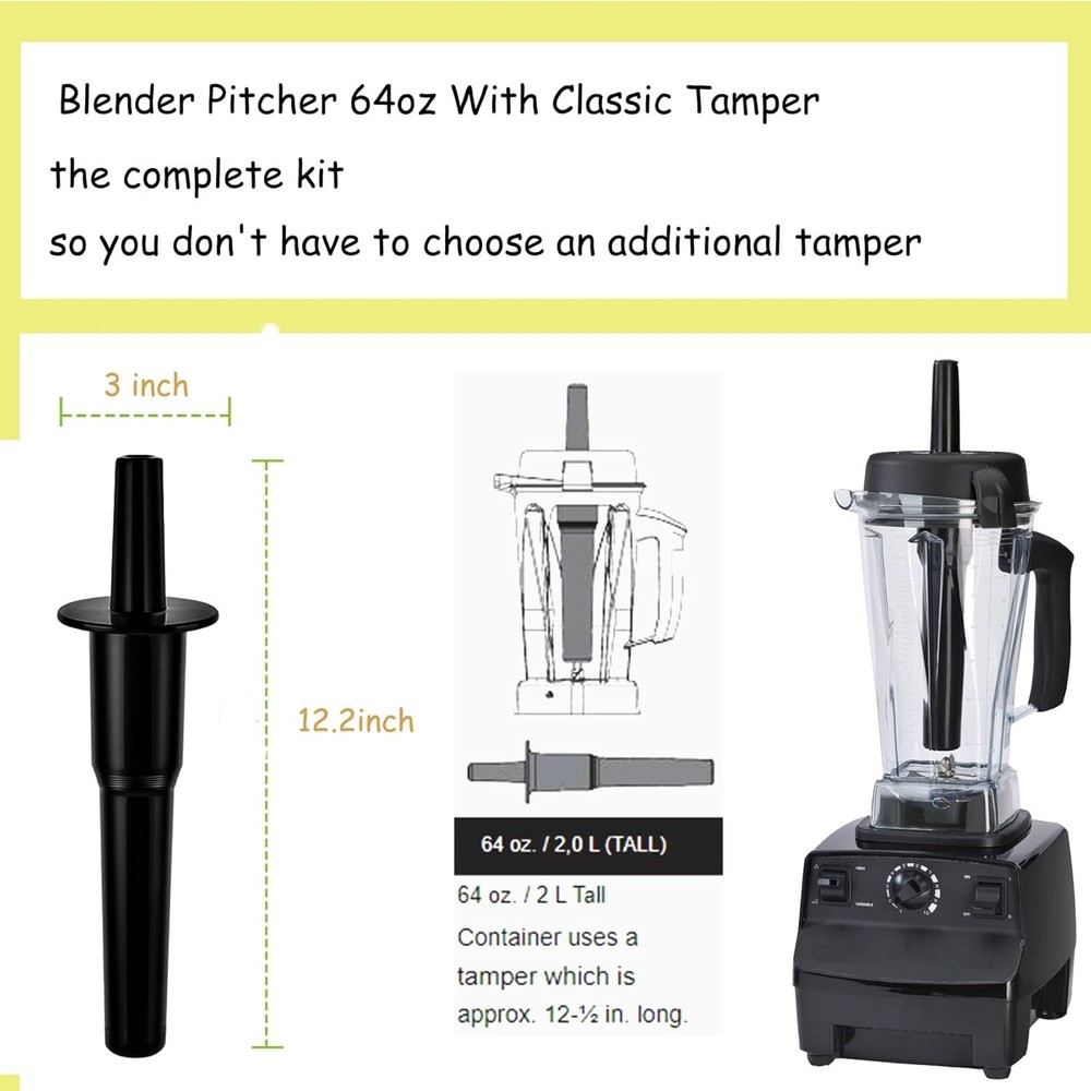 Upgraded 64oz Blender Container with Tamper - Durable, Safe & Versatile!