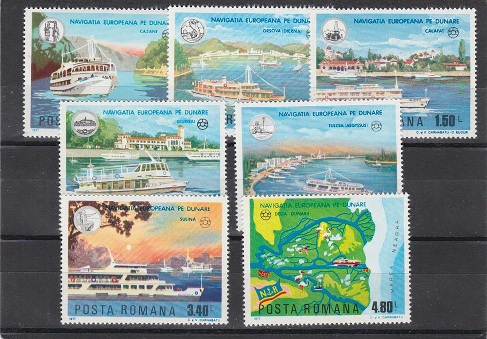 Romania, #2737-43, Danup Navigation full set, 1977, 7v, MNH