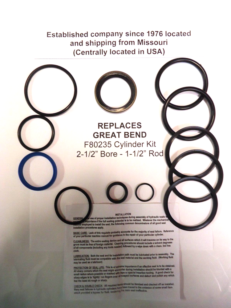 F80235 Seal Kit for some Great Bend 800 & 900 Loader cylinders (see description)