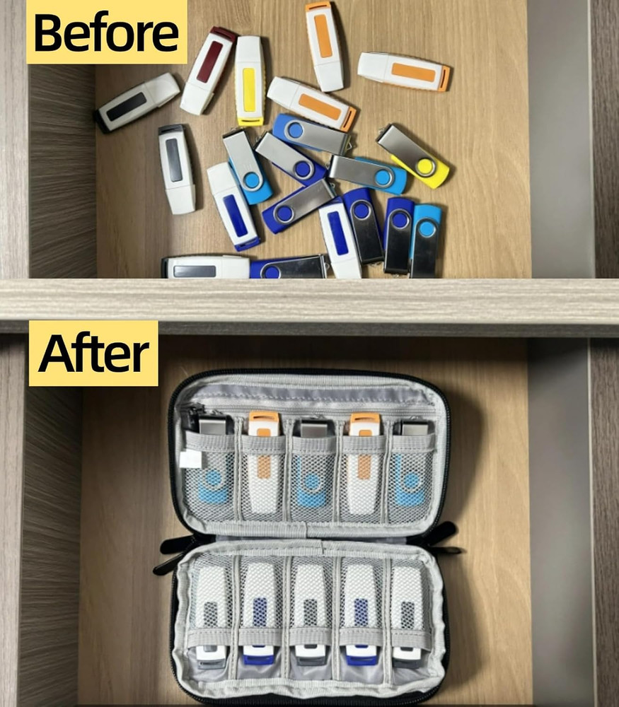 USB Flash Drive Case Organizer Holds 30 Pcs, Black Storage Case