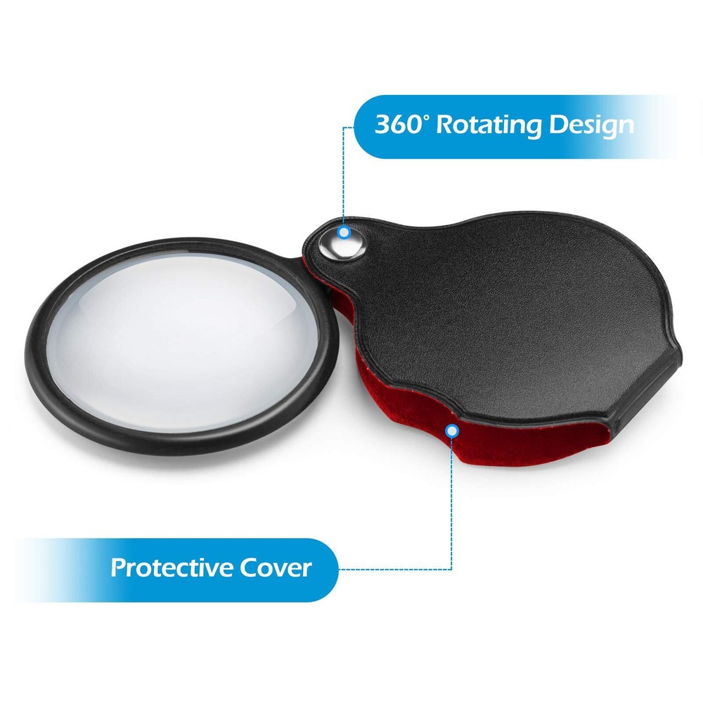 2 Pack 10X Small Magnifying Glasses Pocket Magnifier for Reading Close Work