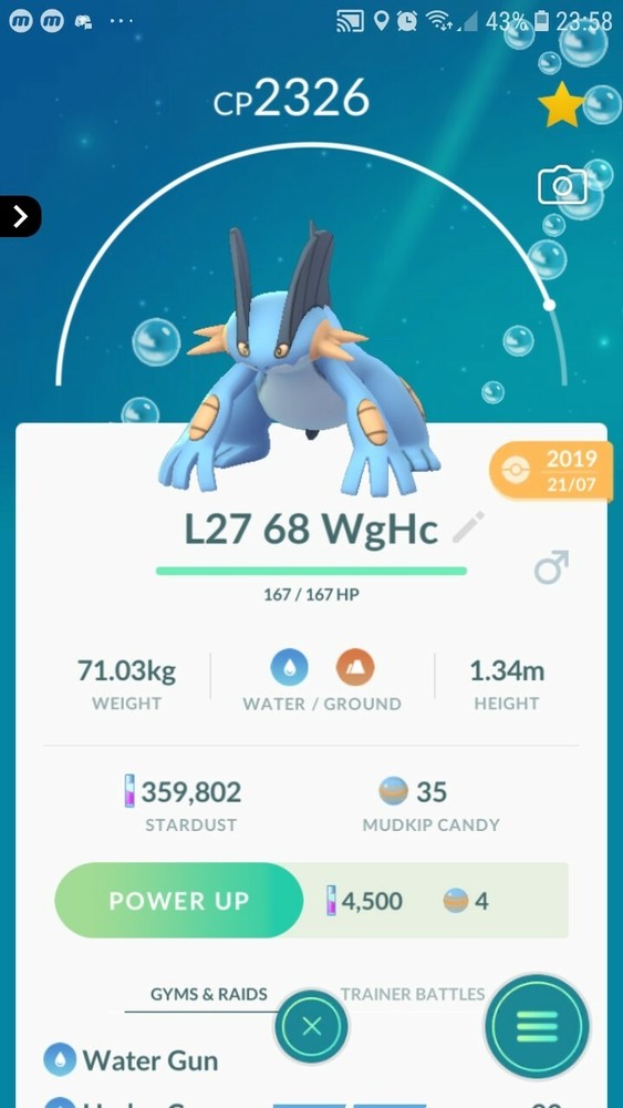 Swampert ( Mudkip Evolution ) Pokemon Tr@de Go