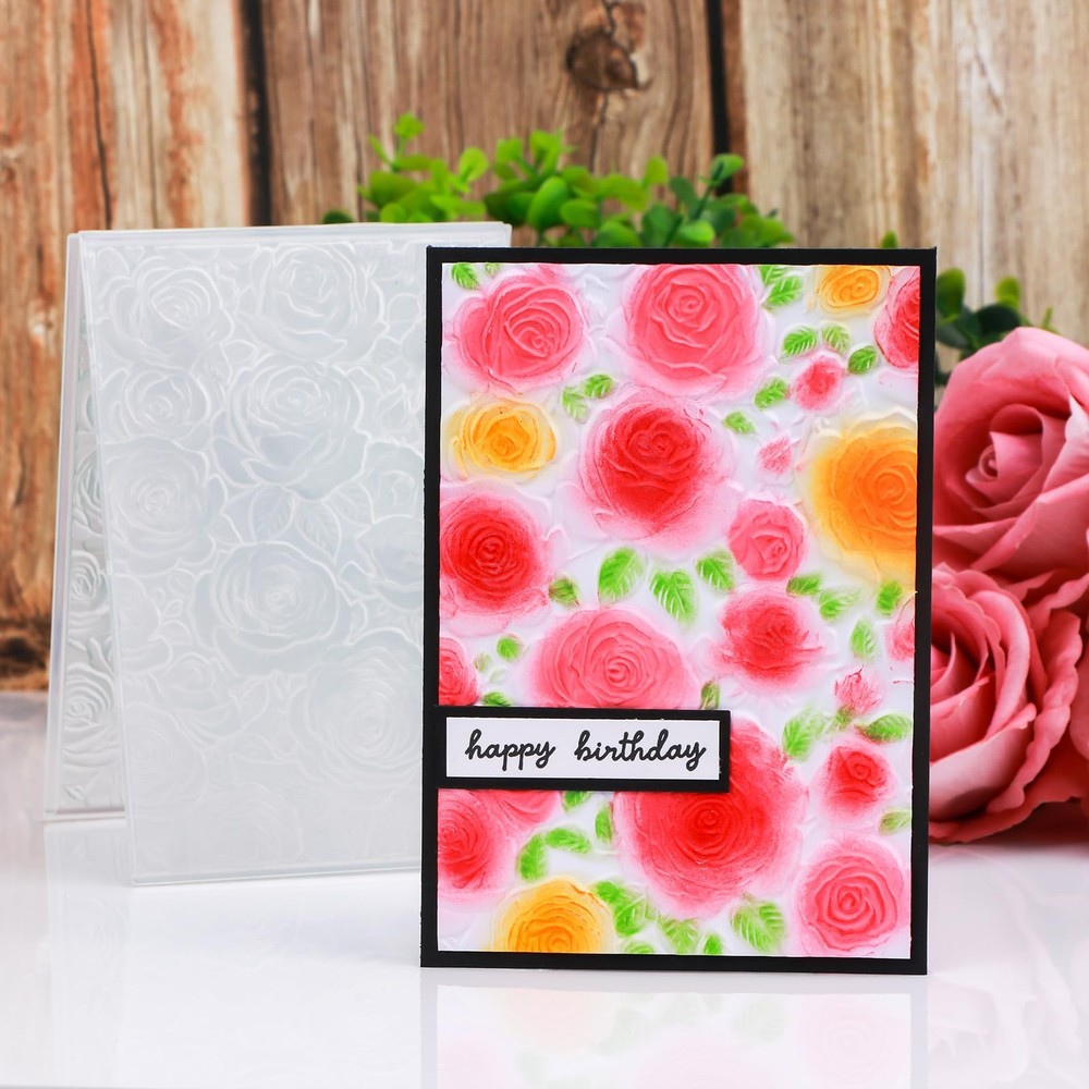 3D Embossing Folder for Card Making,Floral Pattern Clear Plastic Texture Fade...