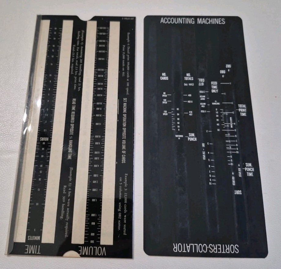 IBM Machine Load Computer & Descriptive Folder Slide Ruler 3 Pieces USA Vintage