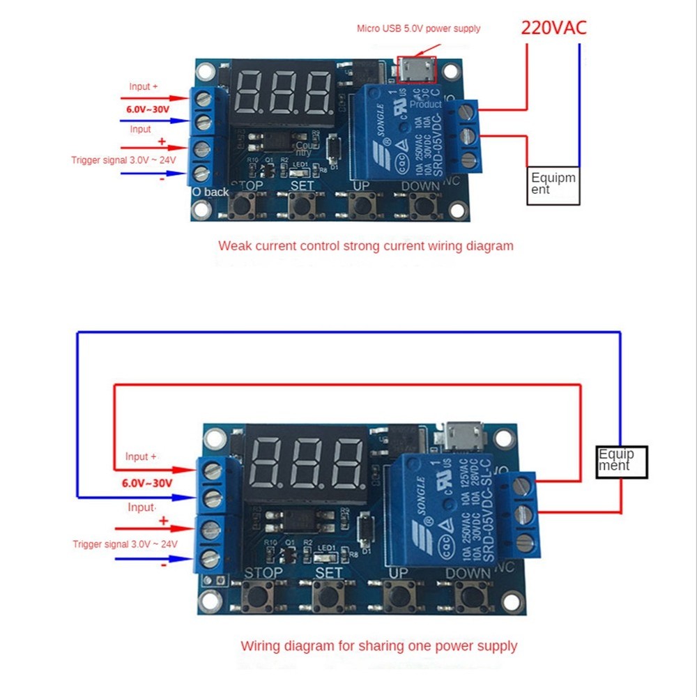 DC 6-30V Support Micro-USB 5V LED Display Automation Cycle Delay Timer9421