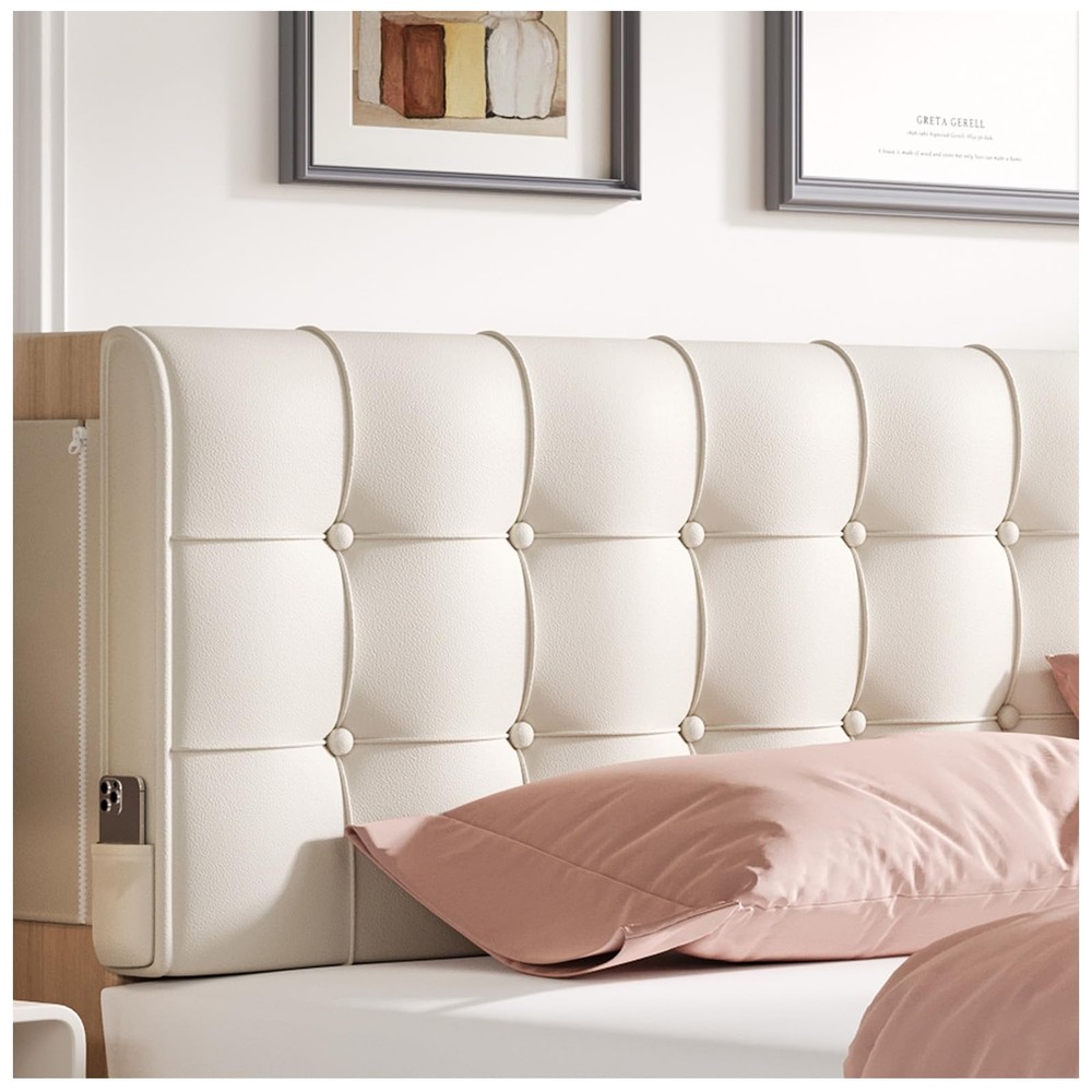 Twin Headboard, 47"W Upholstered Headboard with 60-Second Dual-Mount Installa...