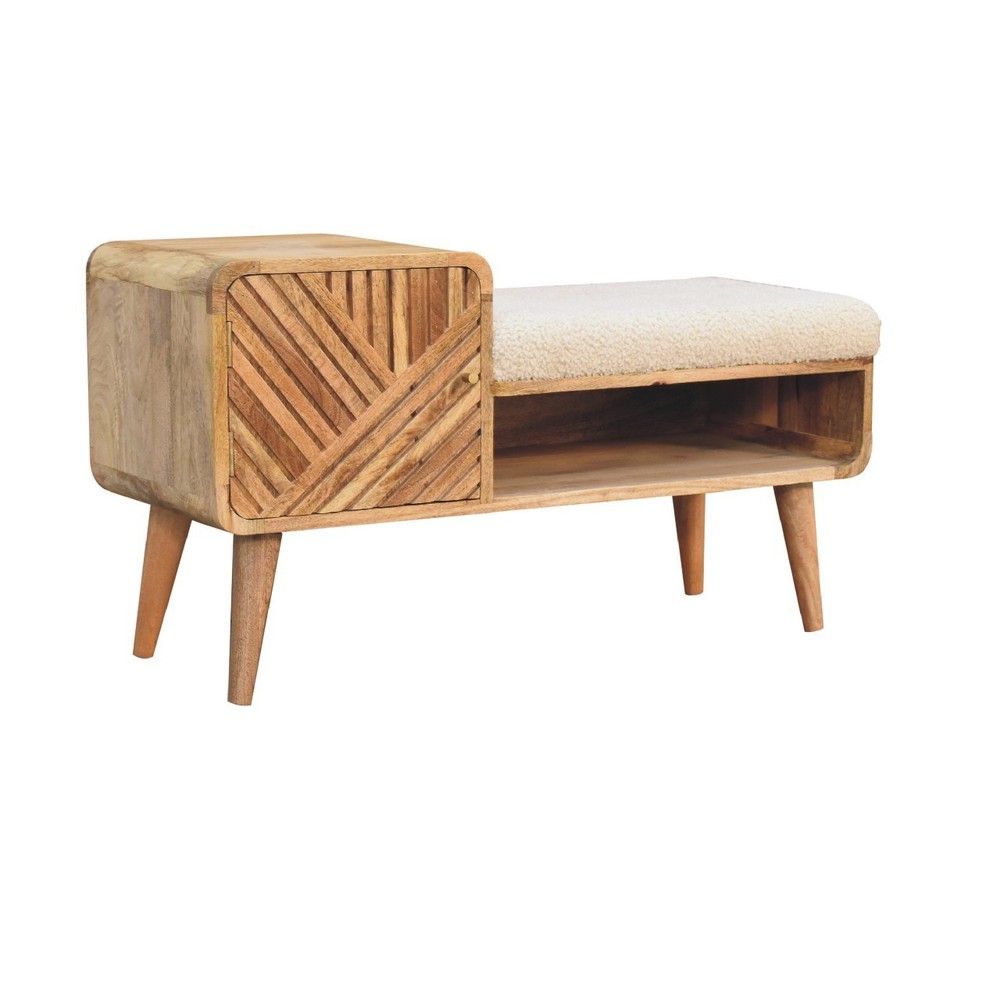 Oak-ish Solid Wood Hallway Bench