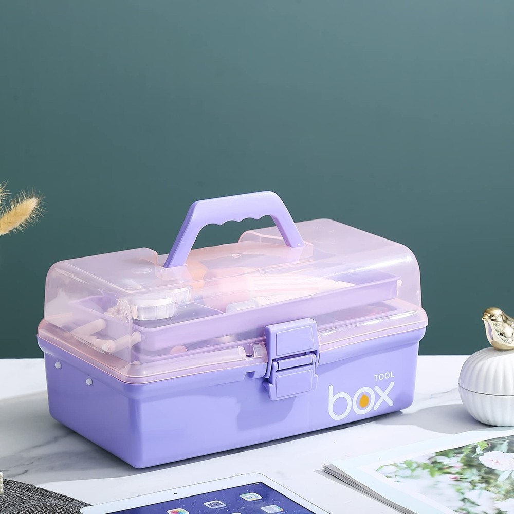 Kinsorcai 12'' Three-Layer Clear Plastic Storage Box/Tool Box, Multipurpose O...
