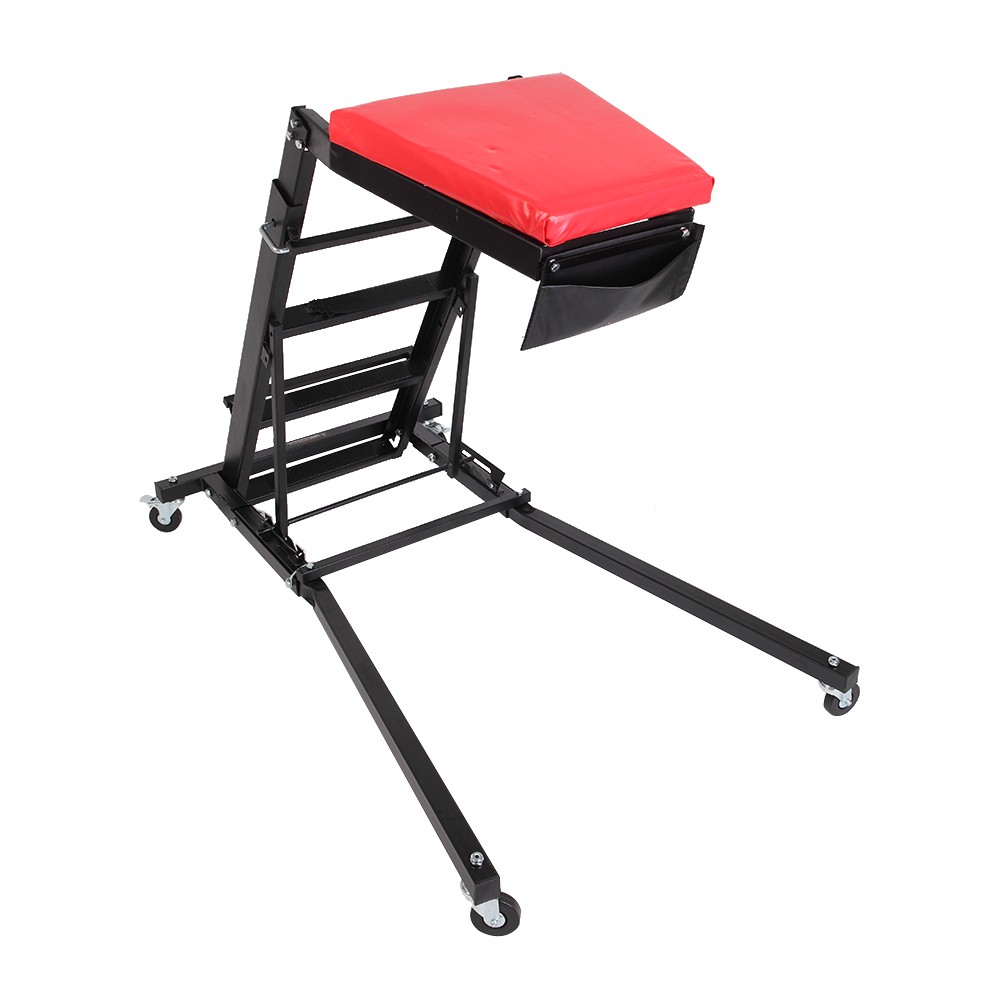 Folding Rolling Creeper Seat, Adjustable Workshop Mechanic Stool for Garage
