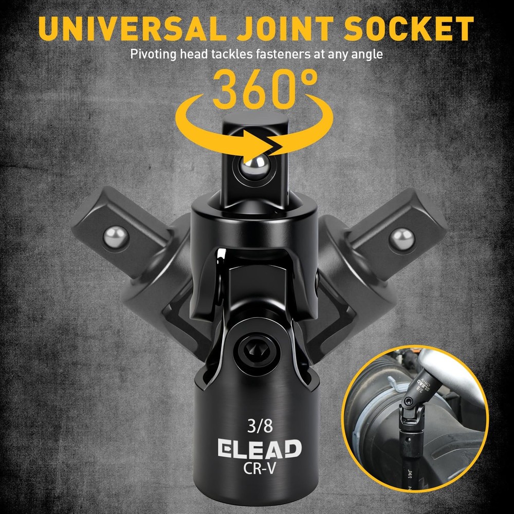4 Piece 3/8 Drive Socket Extension Bar Set with Universal Joint