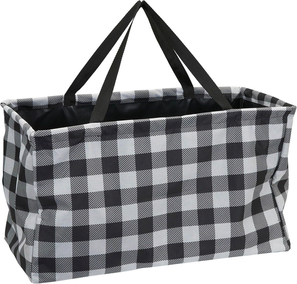 Black and White Plaid Krush Container All-Purpose Utility Tote