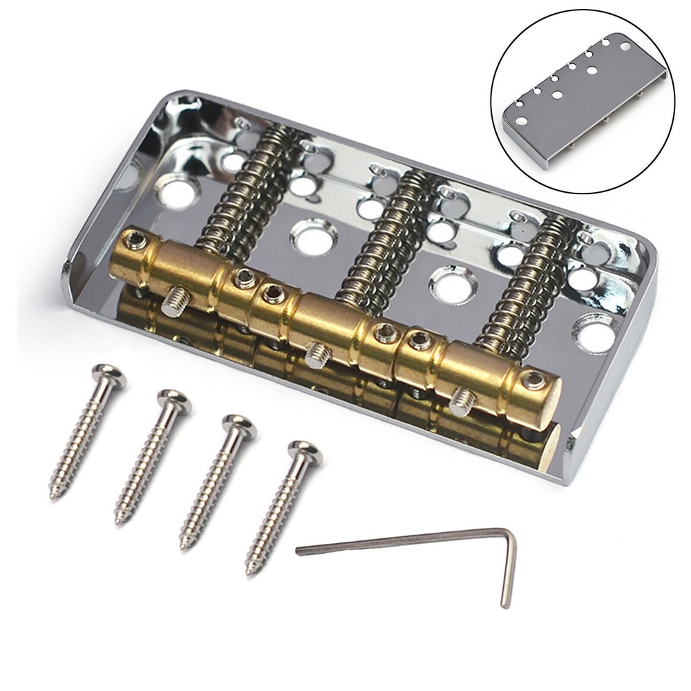 Short Guitar Bridge Brass String Code 3-Saddle for Tele Telecaster Guitar Silver