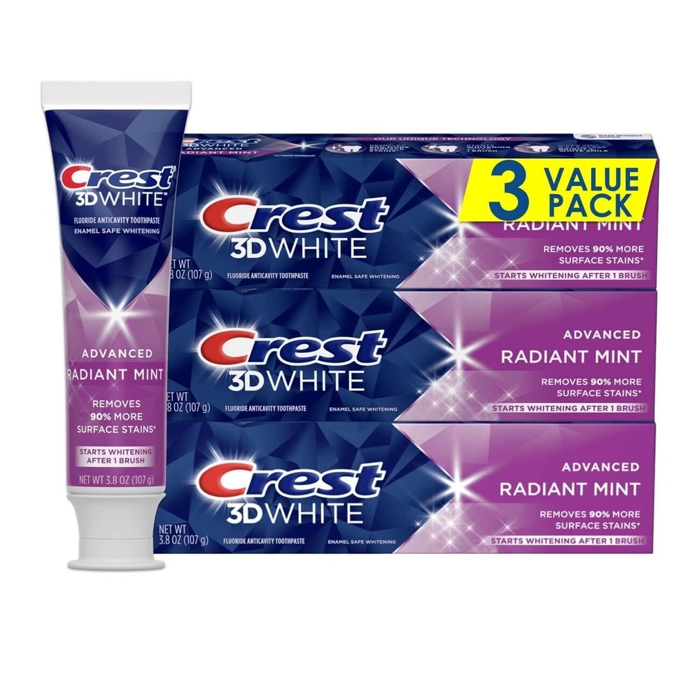 Crest 3D White Toothpaste Radiant Mint, 5 Oz (Pack of 3)