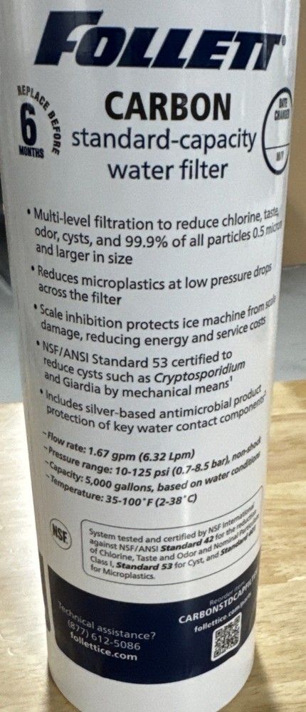 Follett CARBONSTDCAPFILTER Filter, Carbon, Standard Capacity