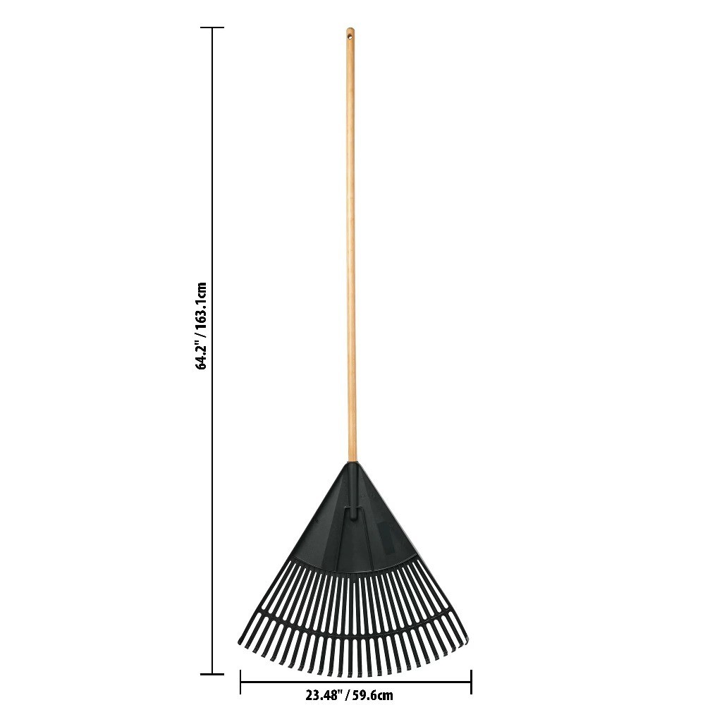 , 24-inch Wood and Poly Leaf Rake