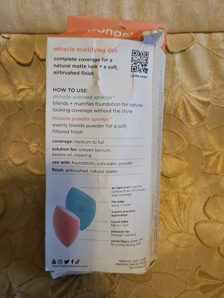 REAL TECHNIQUES-MIRACLE MATTIFYING DUO-AIRBRUSHED MATTE FINISH-2 PACK-DENTED BOX