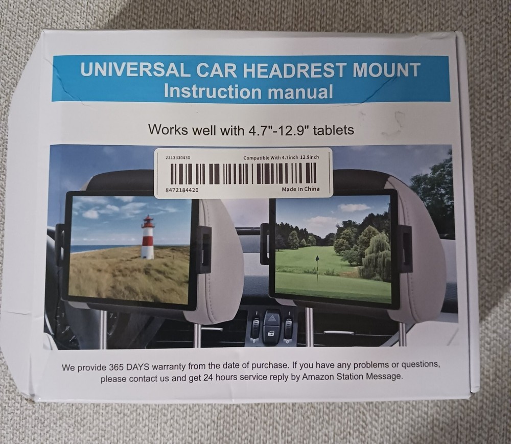 Universal Car Headrest Mount Holder with Strap for Smartphone & Tablet PC