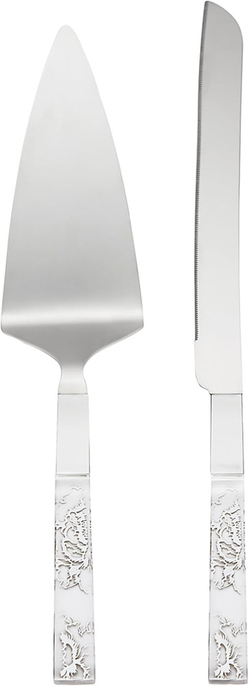 886923 Silver Peony 2-Piece Dessert Set