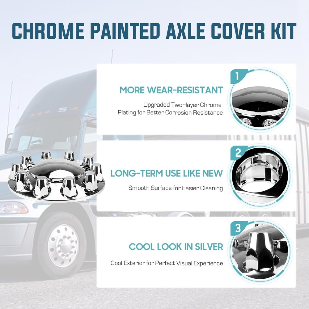 33mm Axle Cover Chromed Thread-On Standart 2 Front (Dome), Silver