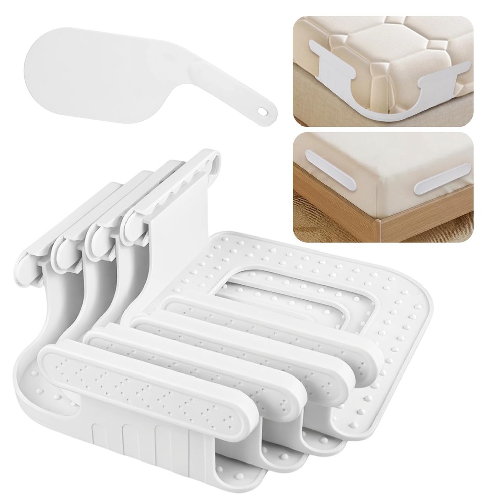 Bed Holder with Lock Strips & Tucker Tool, 5 Pack Adjustable Bed Fasteners Ke...