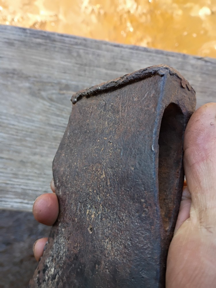 Early Primitive Lugged Axe Head 2 lbs 14 oz