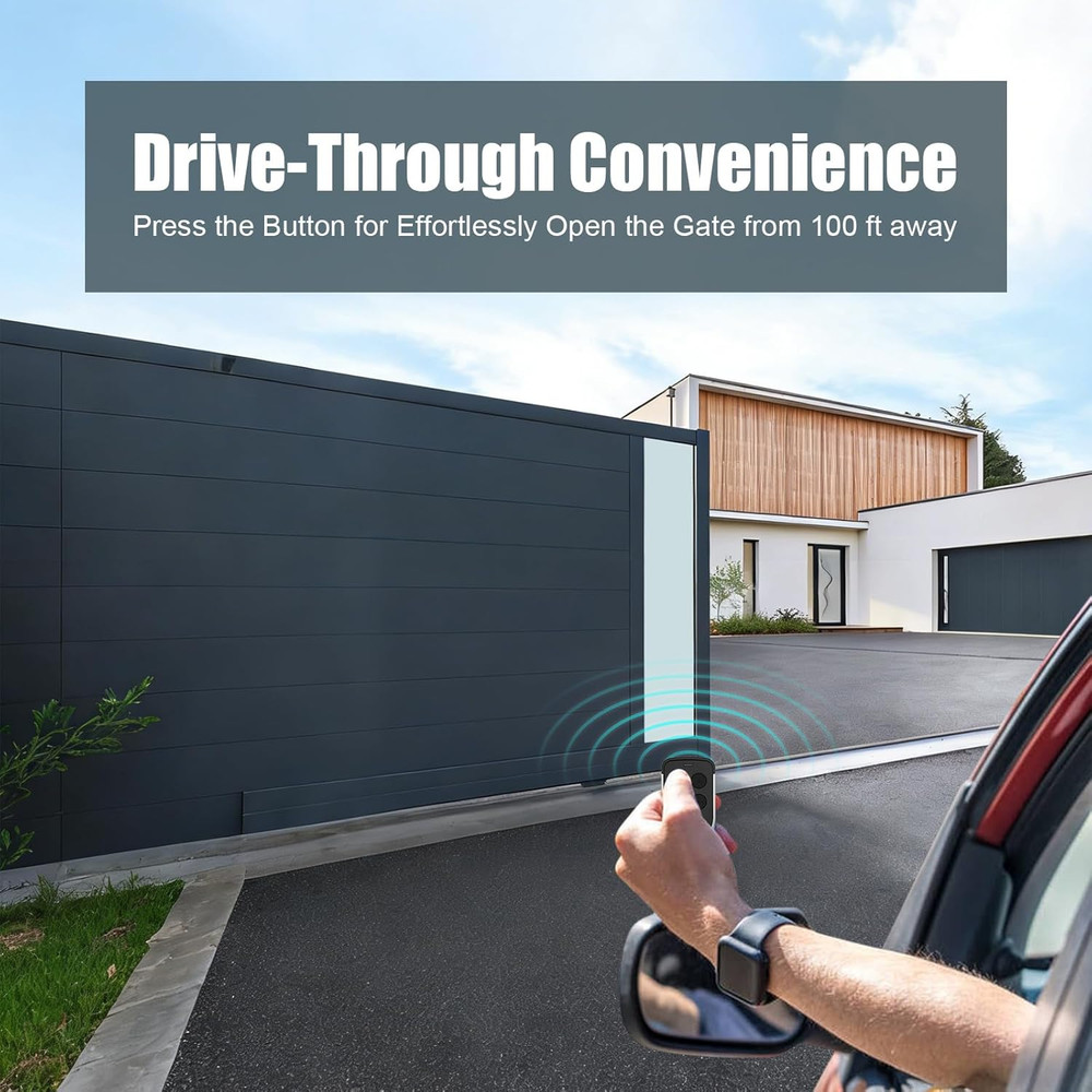 Gate Opener Remote Control Transmitter with Keychain, 4 Button Custom Rolling Co