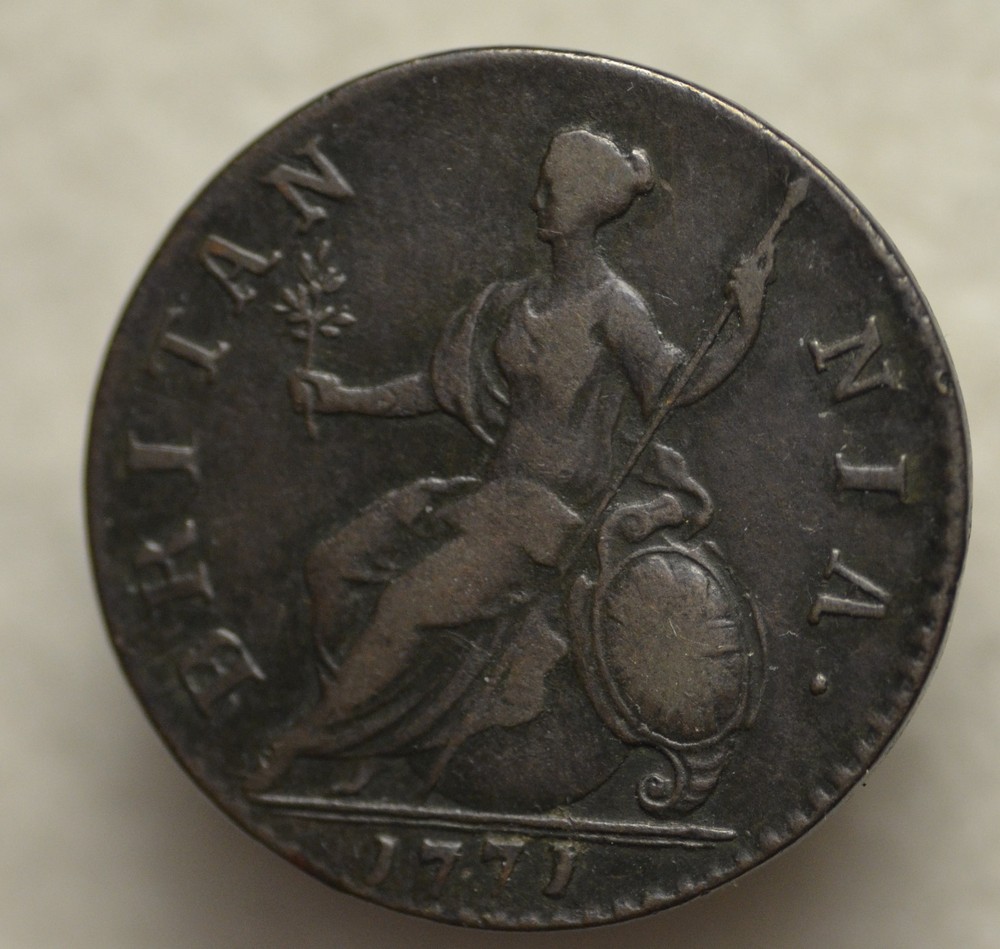 1771 BRITISH HALF PENNY COPPER, FANTASTIC CONDITION