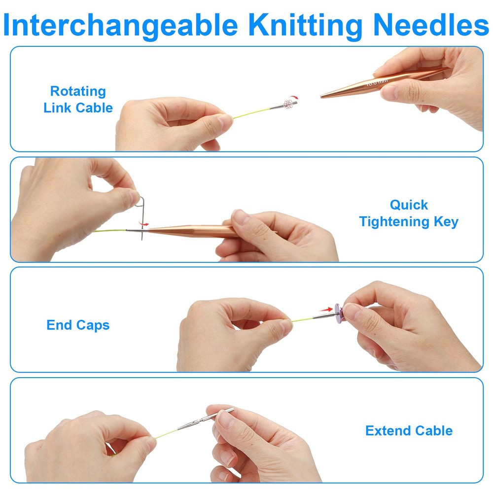 13-Pair Circular Knitting Needle Set with 4 Interchangeable Cables for DIY Craft