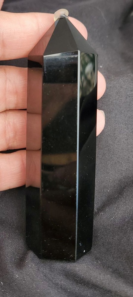 Obsidian Tower Point Carved Chakra 3.7 "