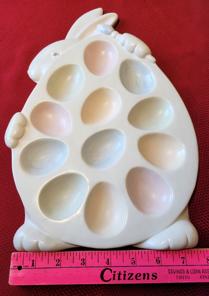*ADORABLE* DEPT 56 Stoneware *EASTER BUNNY RABBIT* 13 1/4 x 9" Deviled EGG PLATE
