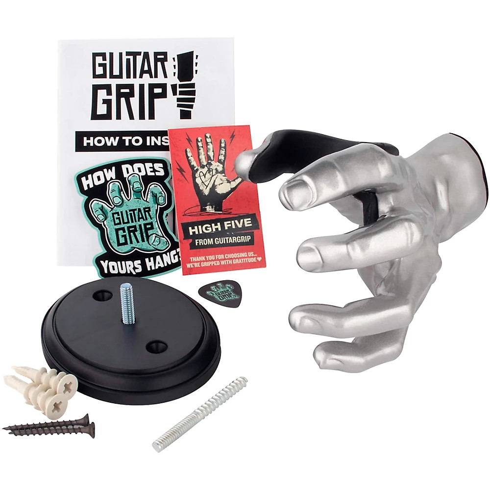 Grip Studios Classic Grip Guitar Wall Hanger Metallic Silver