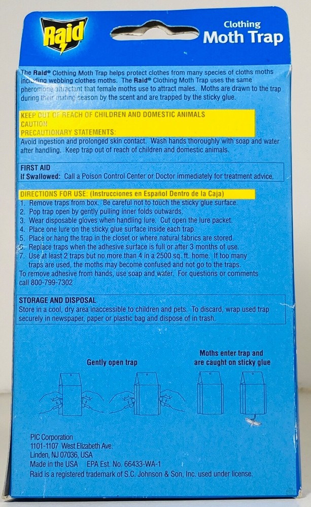 12 Raid Clothing Moth Traps NO Insecticides CMOTH-RAID