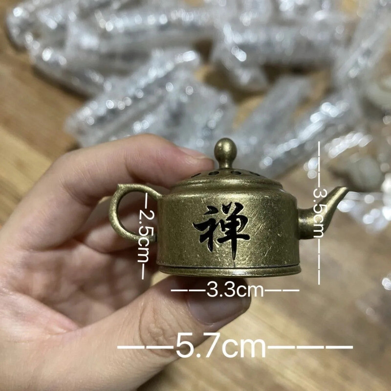Chinese Style Incense Burner Alloy Tiny Teapot Shape Incense Tabletop Buddhist