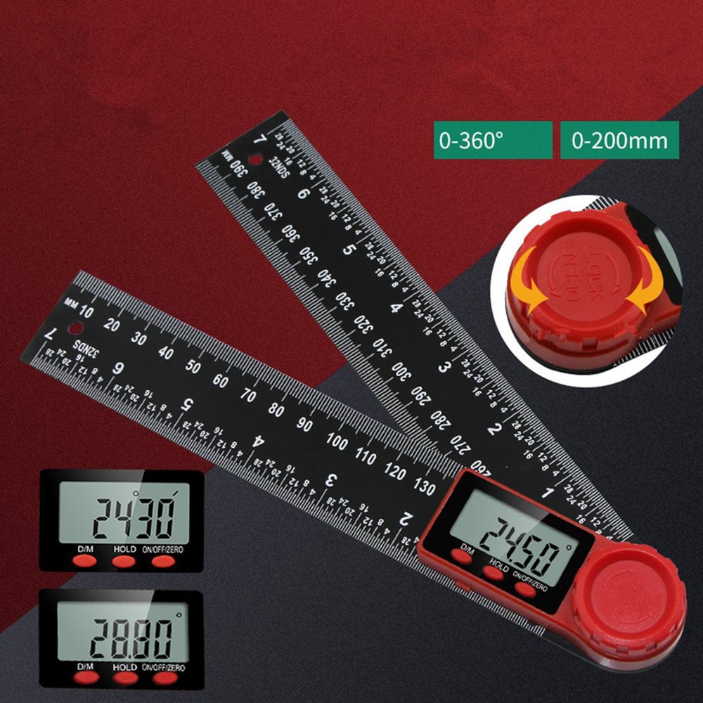 LCD Digital Display 200mm 0-360° Angle Finder Ruler Protractor Measure Meter d