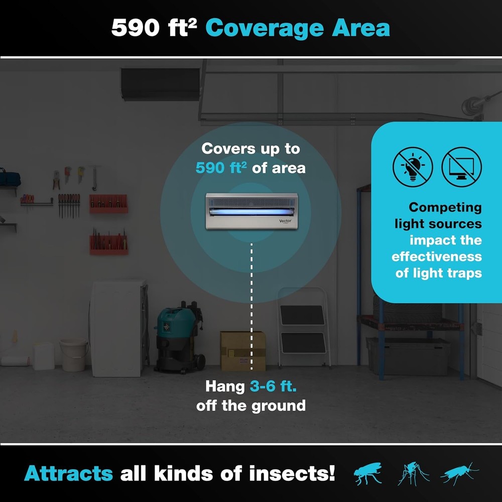 Catchmaster Vector 15 Silver UV Fly Trap, 800 sq ft Coverage, Indoor Insect Kill
