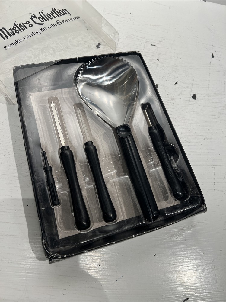 Pumpkin Carving Kit Set 5 Tools 8 Patterns Stainless