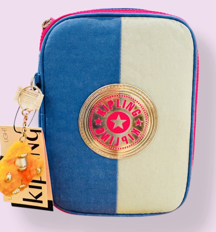 Kipling 100 Pens Metallic Case Accessories Bouncy Blue